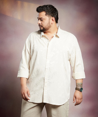 Instafab Plus Men Solid Casual White Shirt