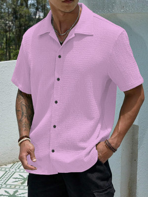 KAJARU Men Self Design Casual Purple Shirt