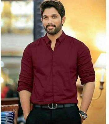 MAA ENTERPRISE Men Solid Formal Maroon Shirt