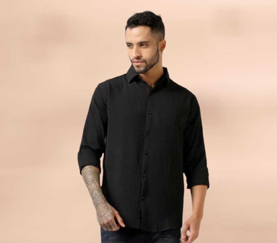 VASTRAM TREND Men Solid Casual Black Shirt