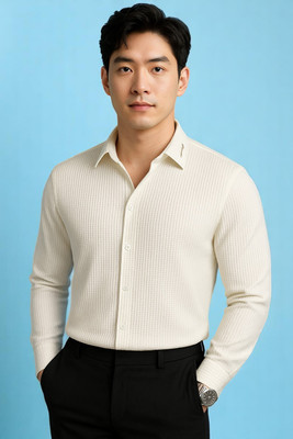 Laxmitextile Hubb Men Solid Casual White Shirt(Pack of 2)