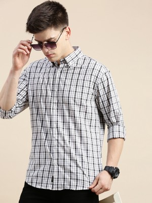 Showoff Men Checkered Casual White, Grey, Black Shirt