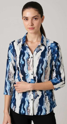 OSG Women Printed Casual Blue Shirt