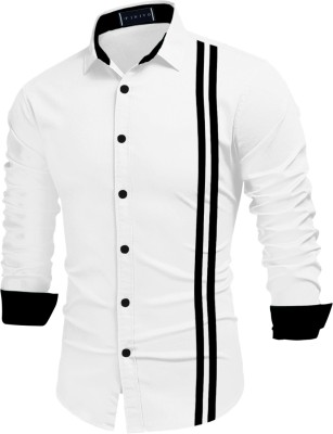 ROYAL SCOUT Men Striped Casual White Shirt