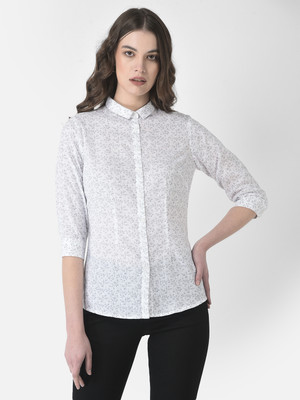 CRIMSOUNE CLUB Women Printed Casual White, Black Shirt