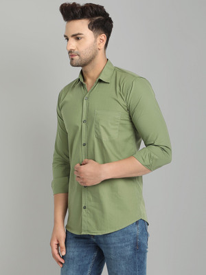 Arthz Fashion Trend Men Solid Casual Light Green Shirt
