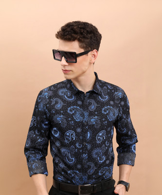 KETCH Men Printed Casual Dark Blue Shirt