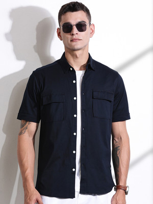 THOMAS SCOTT Men Solid Casual Black Shirt