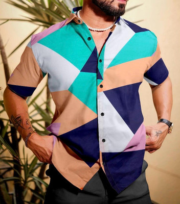 SANBROS Men Printed Casual White Shirt