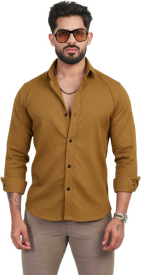 Khushi Creation Men Solid Casual Yellow Shirt