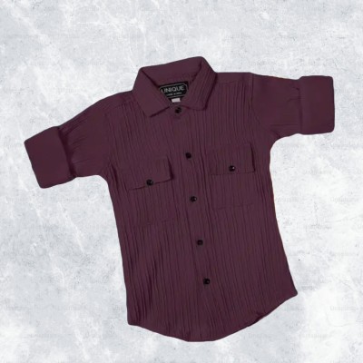 zanskar Boys Striped Casual Brown Shirt