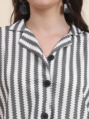 Dressberry Women Striped Casual Grey Shirt