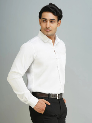youth first Men Solid Formal White Shirt