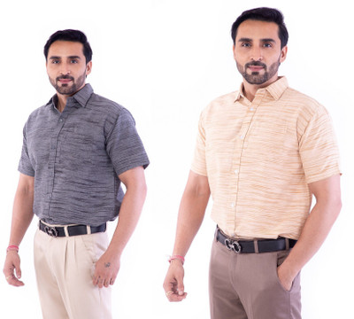 DESHBANDHU DBK Men Self Design Casual Multicolor Shirt(Pack of 2)