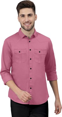 IKON FASHION Men Solid Casual Pink Shirt