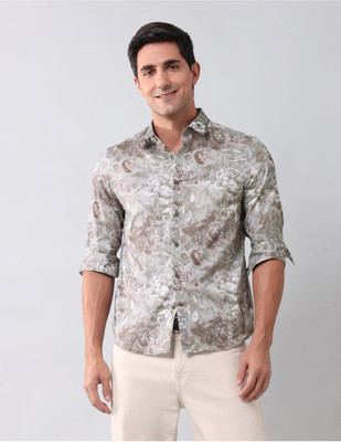 Moda Rapido Men Printed Casual Grey Shirt