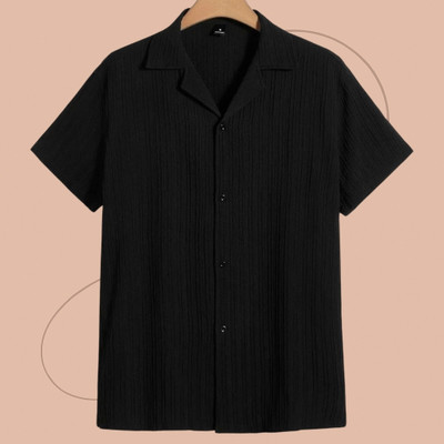 Dharamraj Fashion Men Self Design, Striped Casual Black Shirt
