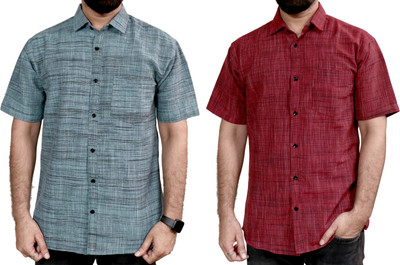 AUZAAI COLLECTION Men Self Design Casual Multicolor Shirt(Pack of 2)