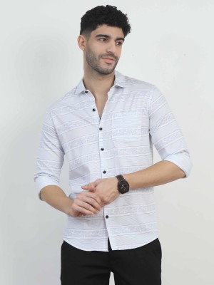 BlackThread Men Printed Casual White Shirt