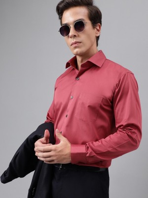 Hancock Men Solid Formal Pink Shirt