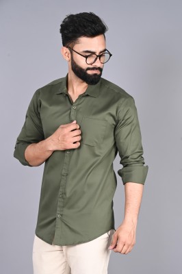 FUBAR Men Solid Formal Dark Green Shirt