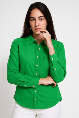 RIVERWEAR Women Solid Casual Green Shirt