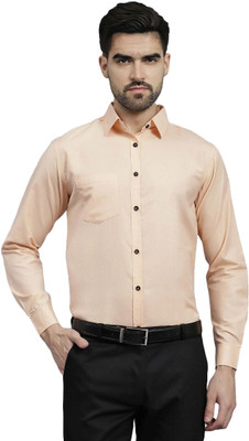 Navkanj Men Solid Formal Beige Shirt