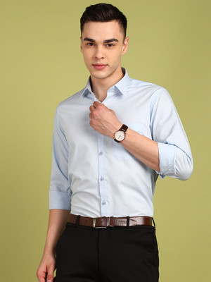 FUBAR Men Solid Formal Light Blue Shirt