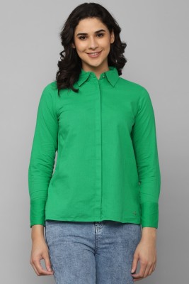 Allen Solly Women Solid Casual Light Green Shirt