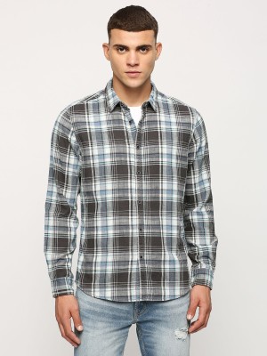 Pepe Jeans Men Checkered Casual Light Blue, White, Brown Shirt