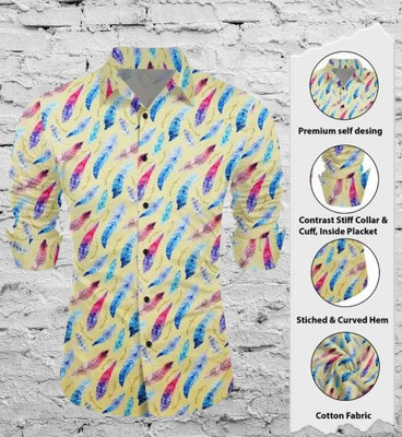 Anupama Men Printed Party Yellow Shirt