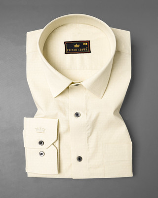 french crown Men Solid Casual Beige Shirt