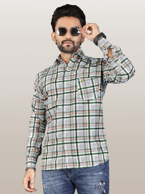 ISUEL FAB Men Printed Formal Green Shirt