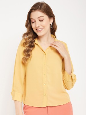 MADAME Women Solid Casual Gold Shirt