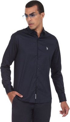 U.S. POLO ASSN. Men Solid Casual Blue Shirt