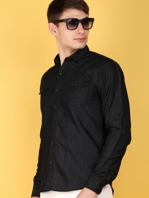 V-MART Men Solid Casual Black Shirt