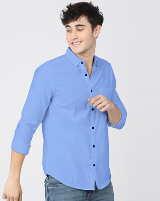 Yaara fashion Men Solid Casual Light Blue Shirt