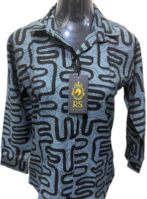 RS FASHION Women Printed Party Blue Shirt