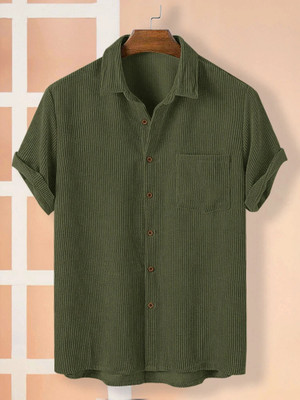 EyeBogler Men Self Design Casual Green Shirt