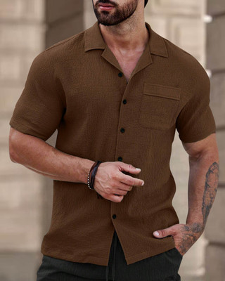 METRONAUT Men Solid Casual Brown Shirt