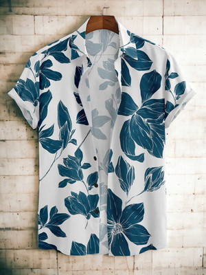 DHAMELIYA ENTERPRISE Men Floral Print Casual Blue, White Shirt