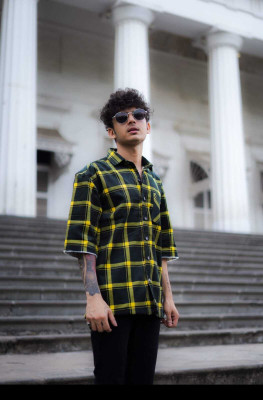 ARF Men Printed Casual Green, Yellow Shirt