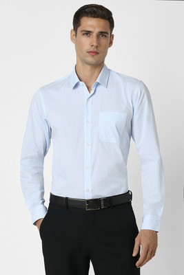 PETER ENGLAND Men Striped Formal Blue Shirt