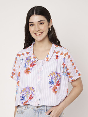 CHARMGAL Women Floral Print Casual Multicolor Shirt