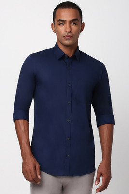 PETER ENGLAND Men Solid Casual Dark Blue Shirt