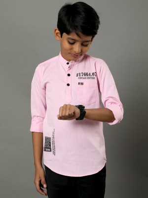 ZIMBAR Boys Solid Casual Pink, Black Shirt