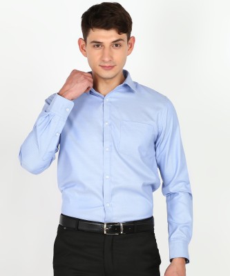 PARK AVENUE Men Self Design Formal Blue Shirt