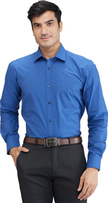 PARK AVENUE Men Self Design Formal Blue Shirt