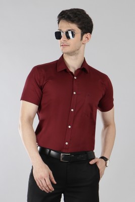 Garry Richards Men Solid Formal Maroon Shirt