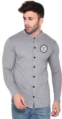 Lawful Casual Men Printed Casual Silver Shirt